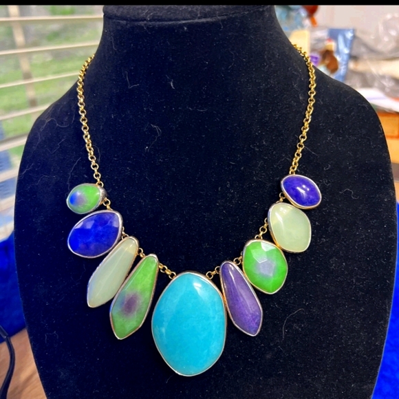 Stella&Dot Necklace Statement Purple Green And Turquoise Colors 22” - Picture 1 of 1